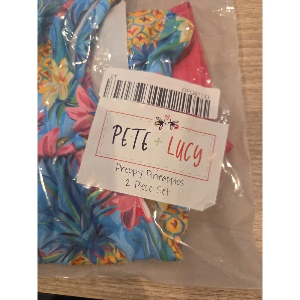 Pete & Lucy Preppy Pineapples 2 Piece Set Size 2T